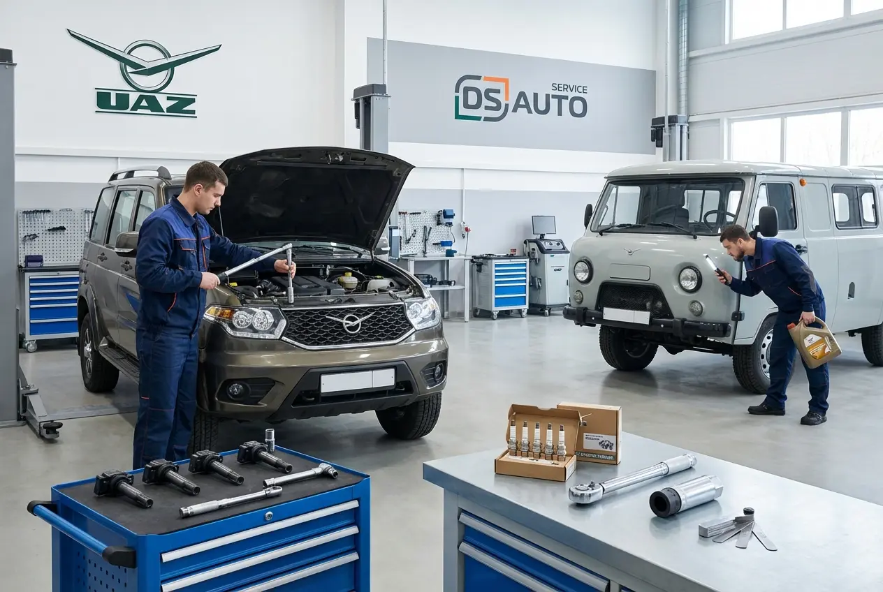 Замена свечей зажигания автомобиля UAZ в автосервисе DS AUTO в Жуковском
