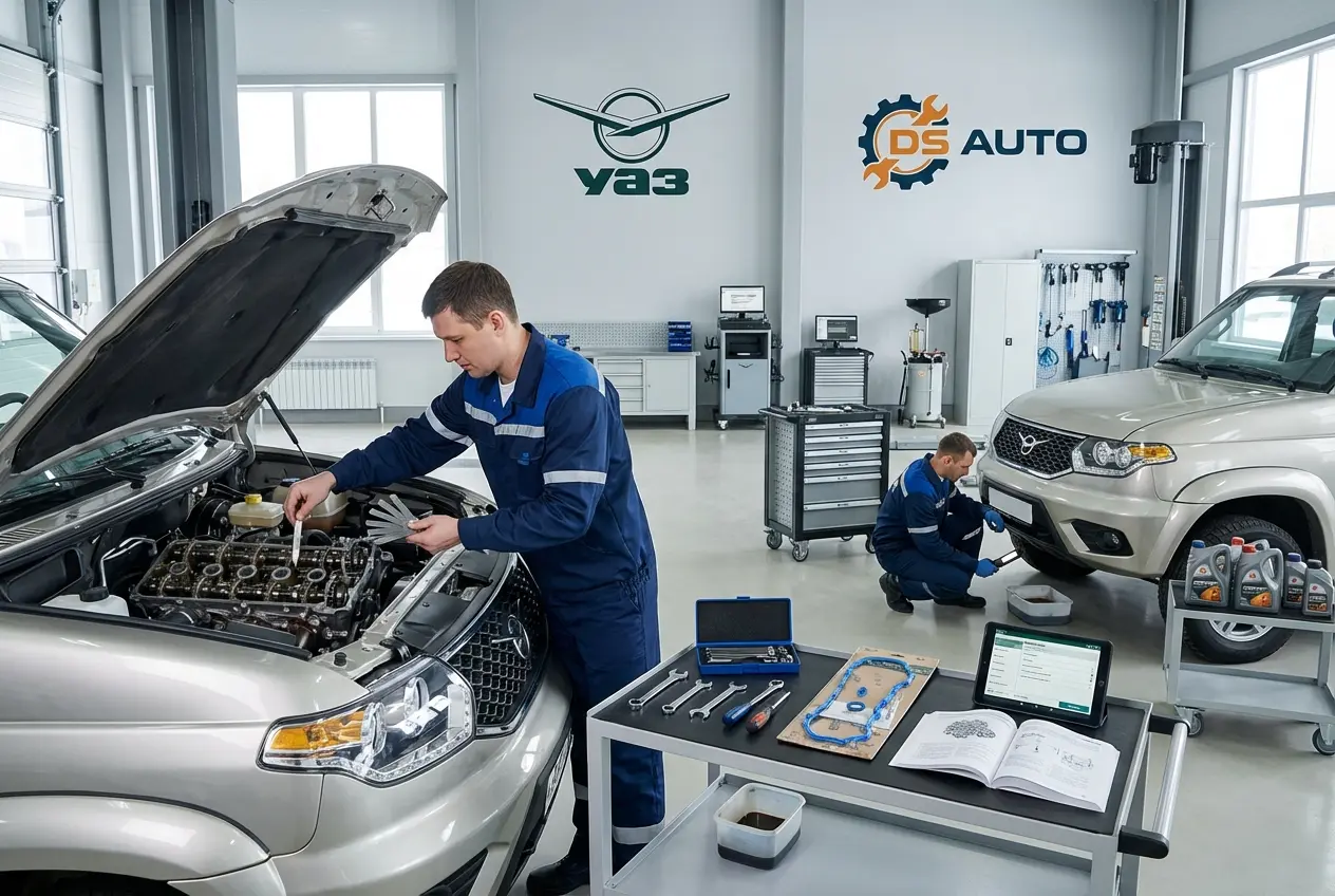 Проверка и регулировка зазоров клапанов двигателя UAZ в автосервисе DS Auto в Жуковском
